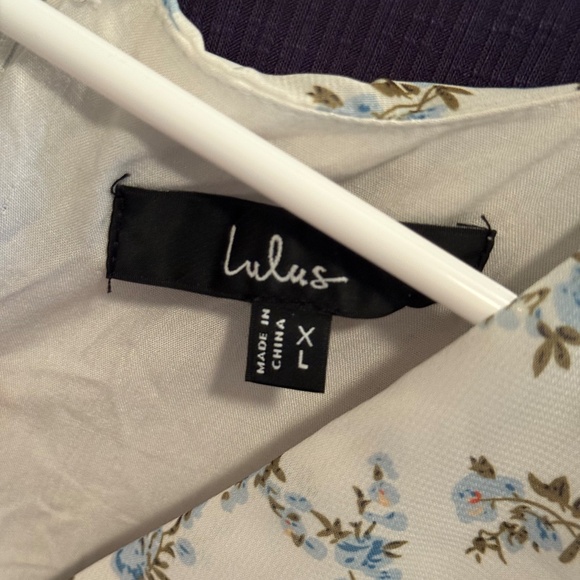 Lulus So True White Floral Print Tiered Short Sleeve Mini Dress - Size XL - Picture 4 of 4